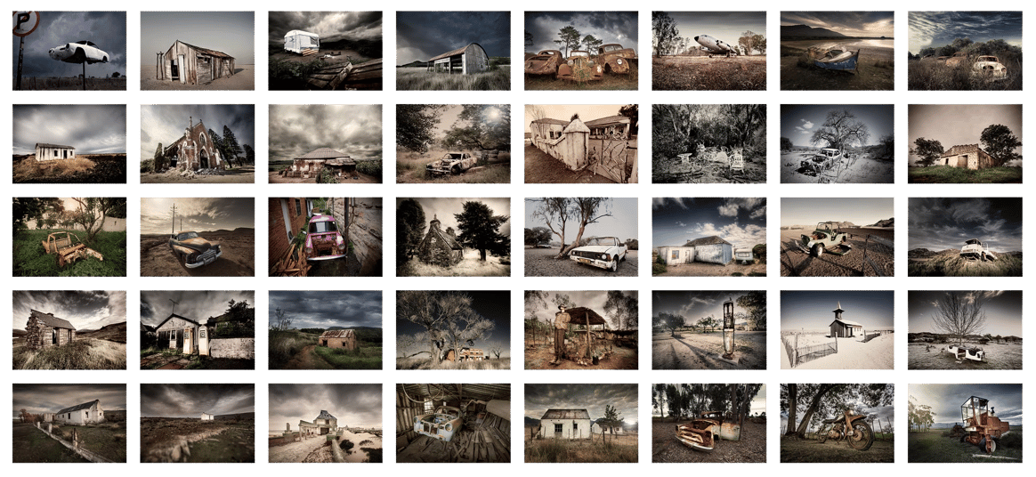 Abandoned print collection by fine art photographer martin osner, a contact sheet of forty prints