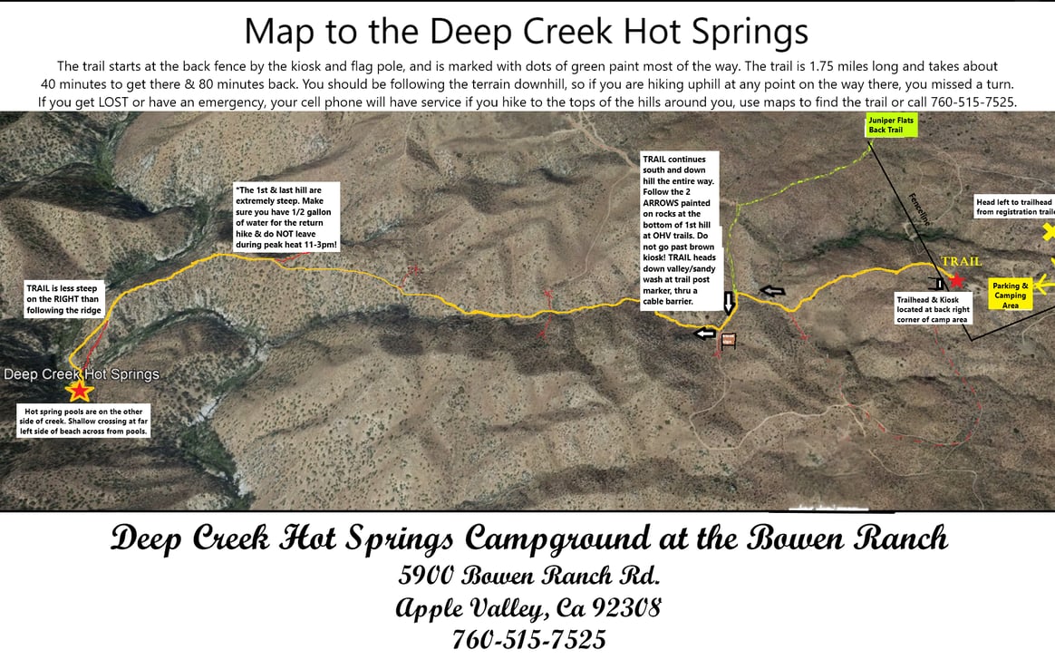 Map to the Deep Creek Hot Springs from Bowen Ranch