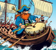 Un capitaine de navire pirate donne le ruthme à ses galériens