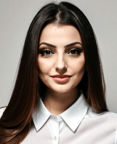 a woman with long hair and a white shirt