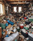 a dirty trash everywhere single wide trailer