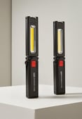 Two black rechargeable magnetic LED work lights, garage or emergency tool gift