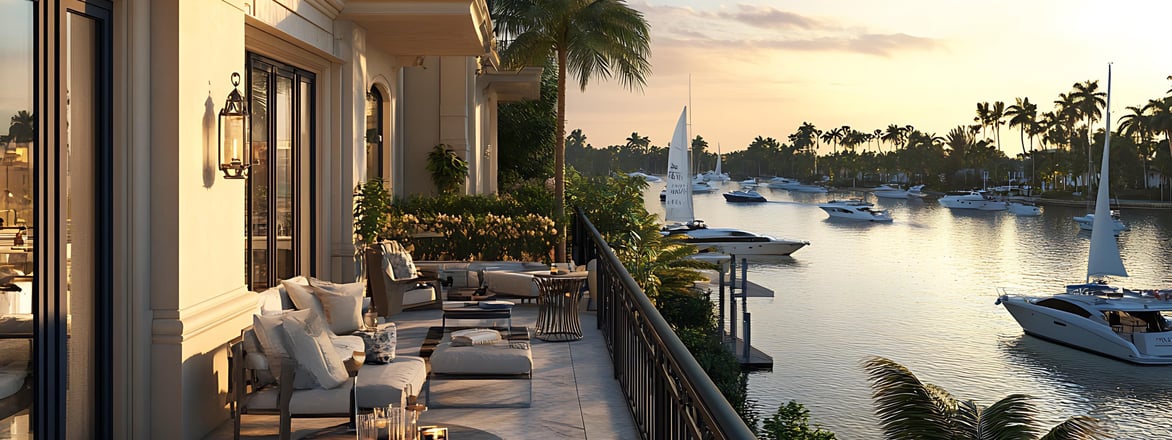 Luxury waterfront view from Jirian New Zayed overlooking the New Nile and private yachts at sunset