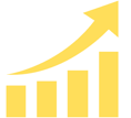 Yellow upward growth chart icon representing business development and strategic growth services by Excel First Solutions
