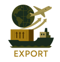 Global export icon for olive oil shipping and worldwide delivery