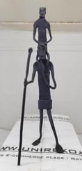 "Handcrafted Wrought Iron Tribal Figure Carrying a Child – Traditional Bastar Art, Front View-for foreign markets"