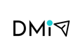 a dmi logo with a blue dot on the bottom