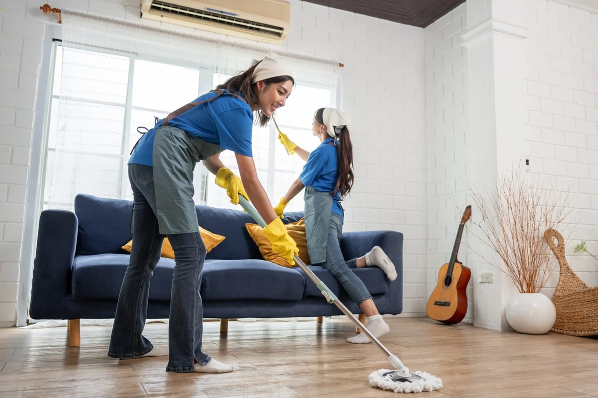 Turnover Fix & Shine cleaners working on a short term vacation rental