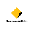 Commonwealth Bank logo with a black and yellow logo with a diamond shaped diamond