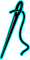 a blue and black knife and a knife on a black background broderie