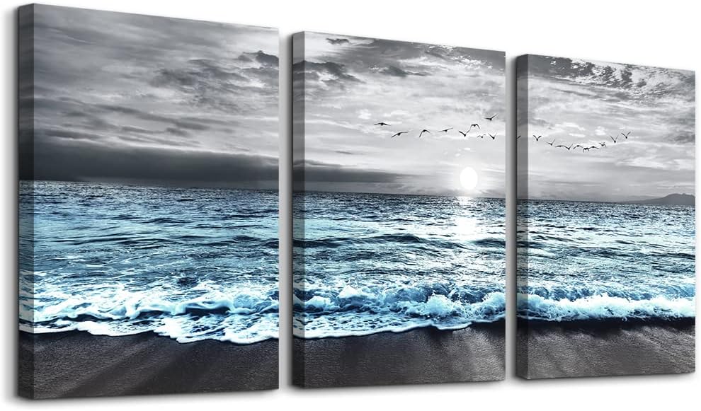 Wall Decorations For Living Room 3 Piece Framed Canvas Wall Art For Bedroom Office Wall Decor Black 