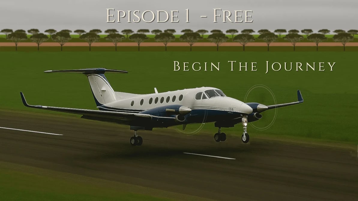 twin engine plane taking off on a sealed airstrip with green paddocks around