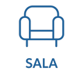 Ícono azul que representa un sillon, imagen ilustrativa