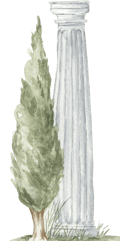 watercolor cypress and column