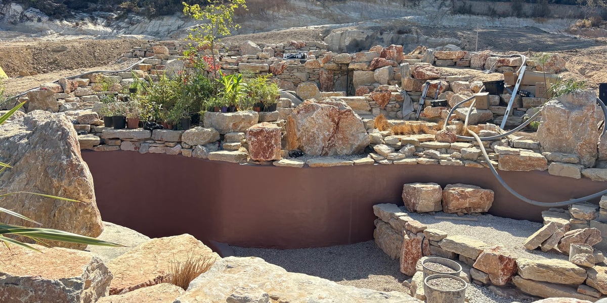 Panoramic view of multi-level natural pool — Lisbon Natural Pool Oasis
