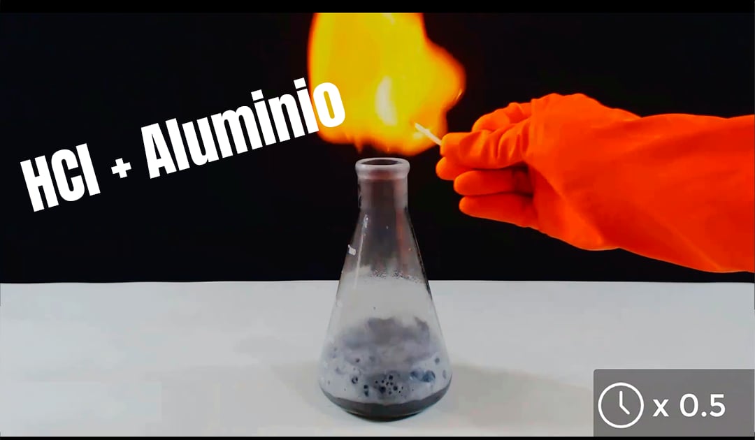 Reacción de ácido clorhídrico y aluminio | Experimento de Química ...