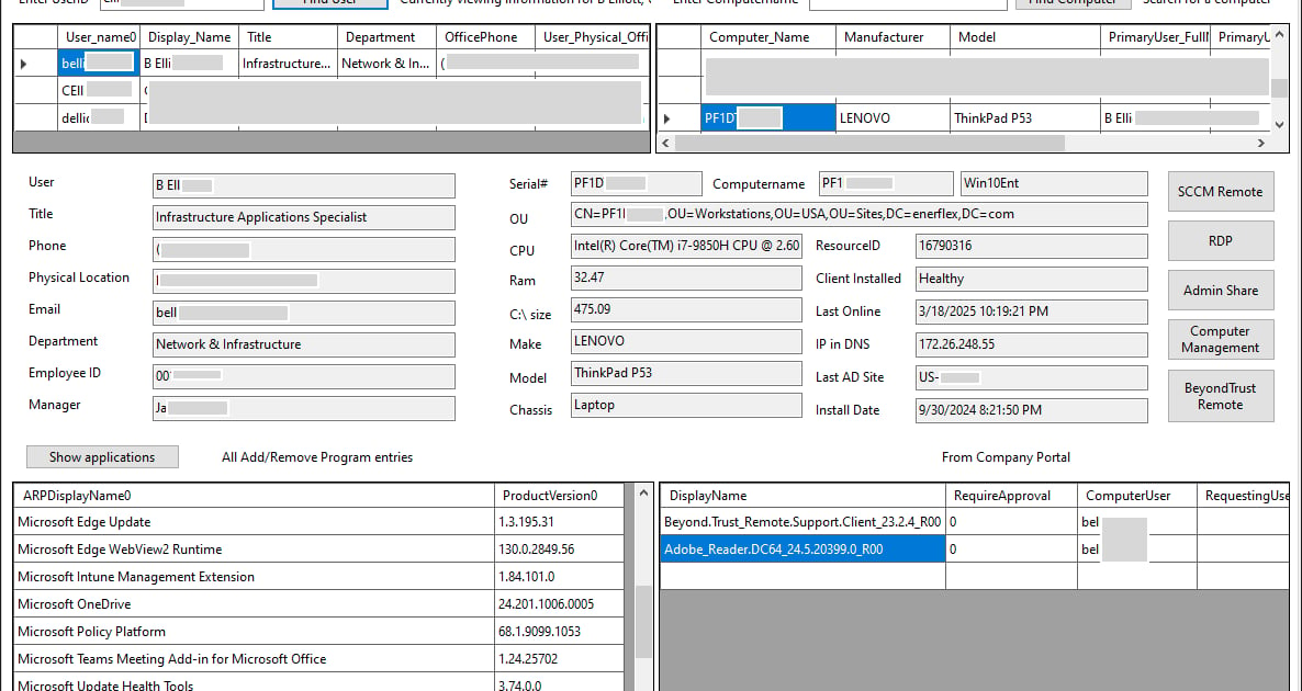 Here is a Free support tool for SCCM. This tool will be used by all your support people to provide the best remote support to your user base. SysSuppo