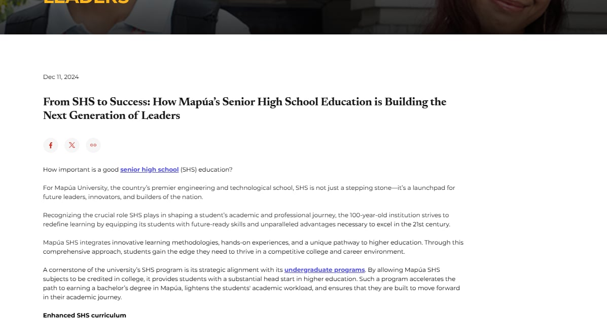 From SHS to Success: How Mapúa’s Senior High School Education is ...