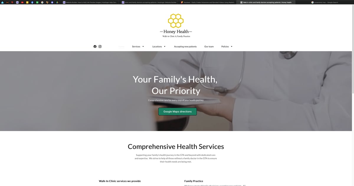 Honey health walk in clinic and family doctors accepting patients in