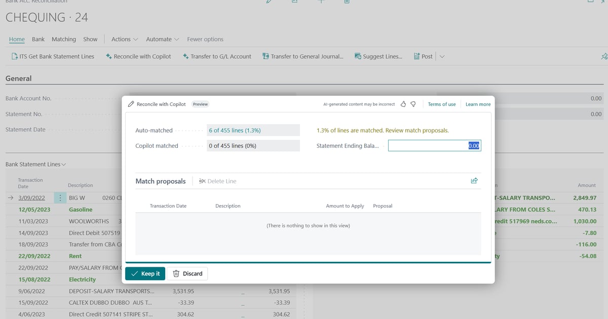 Bank Reconciliation In Dynamics 365 Business Central Using Copilot