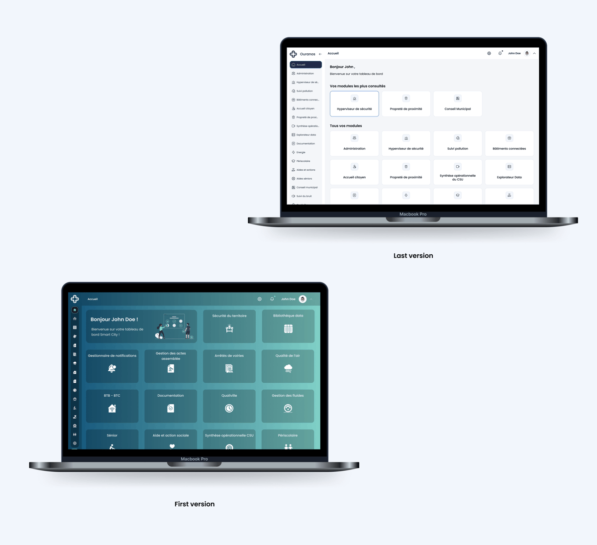 Évolution des interfaces Ouranos entre la v1 et aujourd'hui