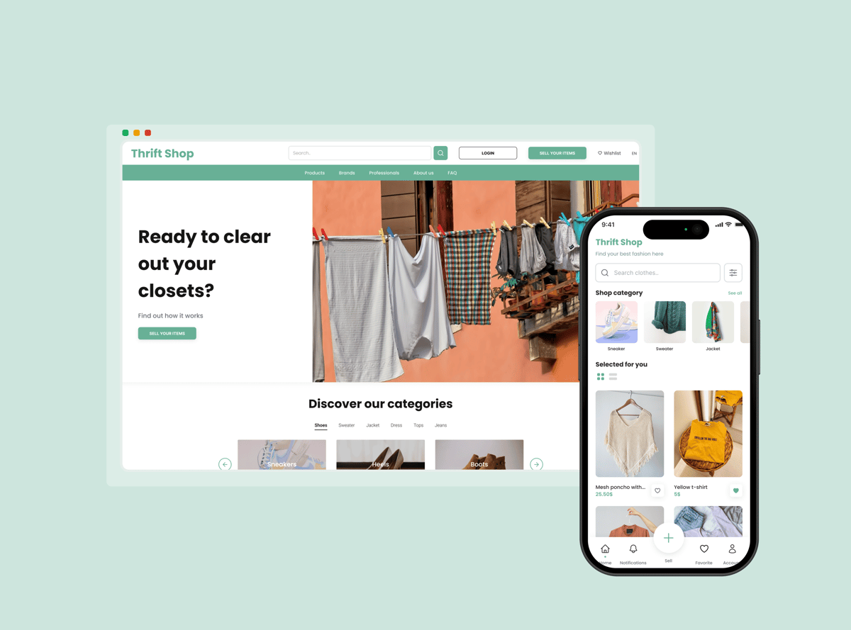 Version web responsive de Thrifted Trends