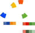 Color wheel highlighting Complementary palettes