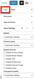 page settings tab