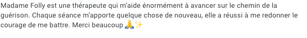 Temoignage therapie Céline FOLLY