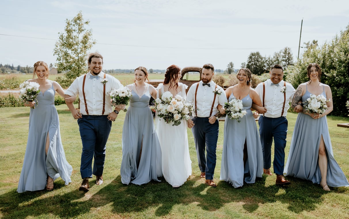 Hithcing Post Wedding Vanue bridal party walking surrey bc