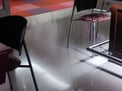 This floor has little acrylic flakes in the tile that glitter like stars.
