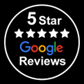 5-star Google review icon in the footer of Taouk Watford website.