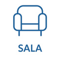 Ícono azul que representa un sillon parte de la sala, imagen ilustrativa