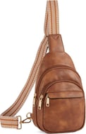 a brown leather backpacker with a brown strap