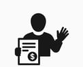 a person holding a document with a dollar sign