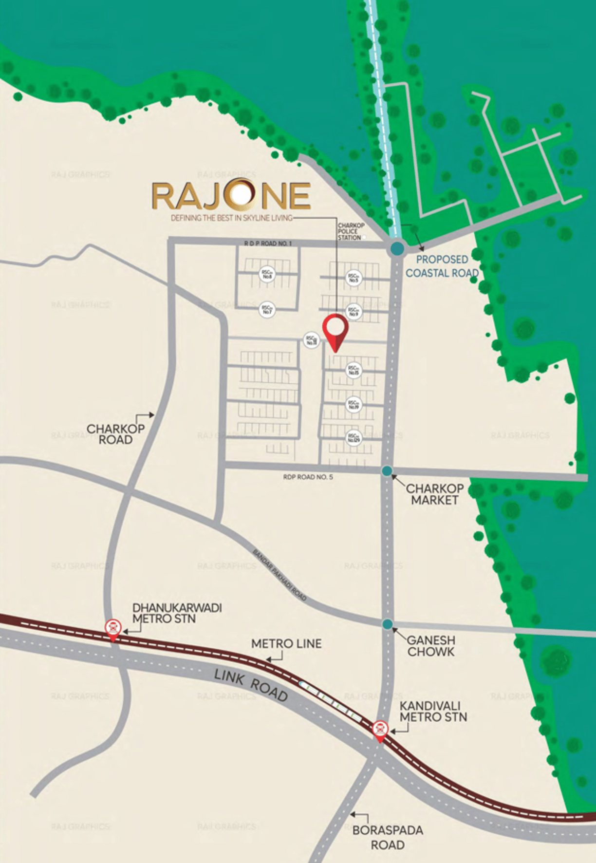 Location Map Raj One Charkop Kandivali West, Raj One Raj Realty Charkop Kandivali West