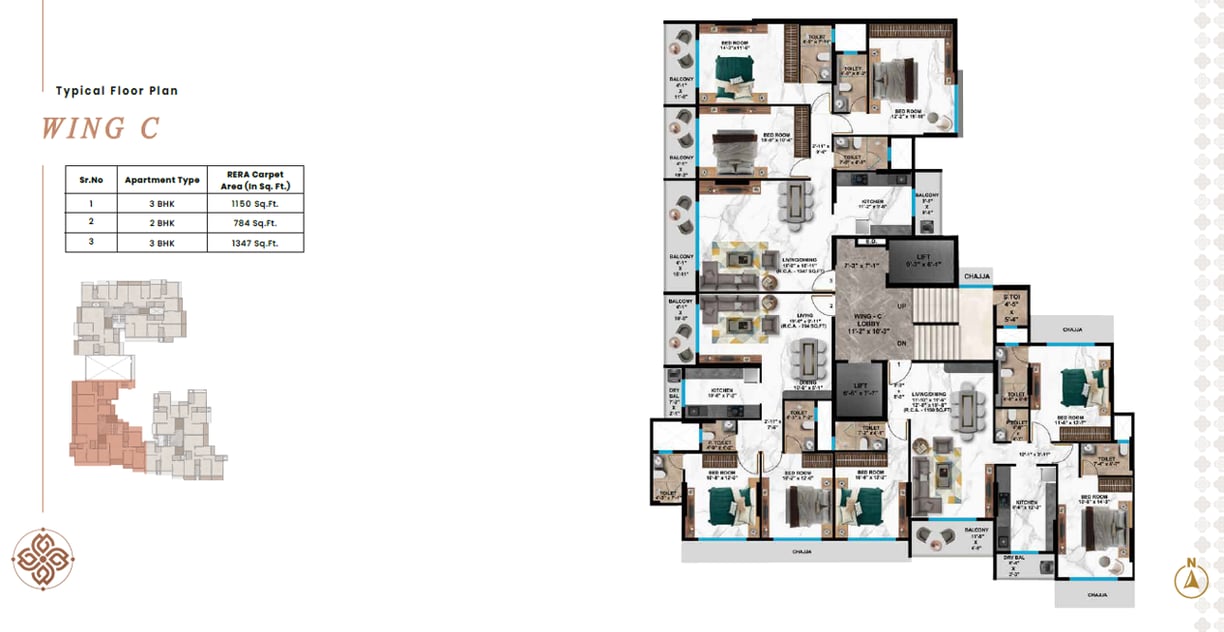 C Wing Floor Plan at Gautamdhan by New India Constructions at Dadabhai Road, Vile Parle West