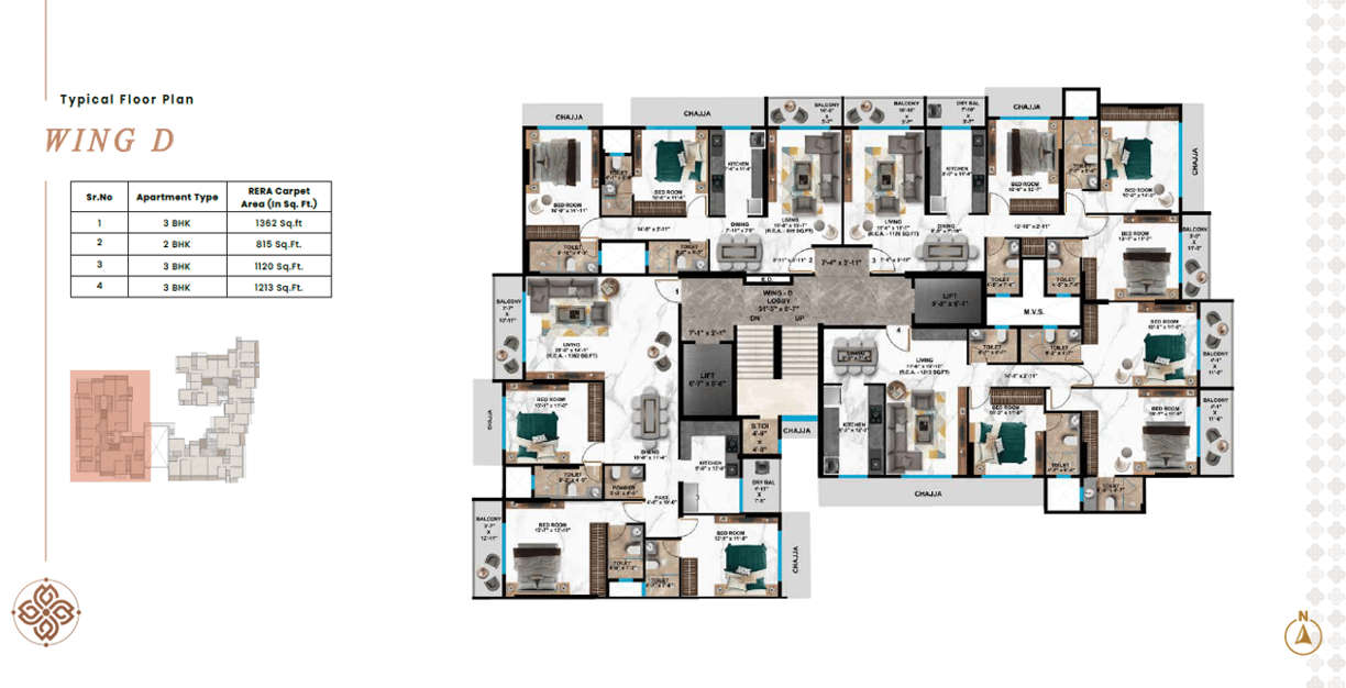 D Wing Floor Plan at Gautamdhan by New India Constructions at Dadabhai Road, Vile Parle West