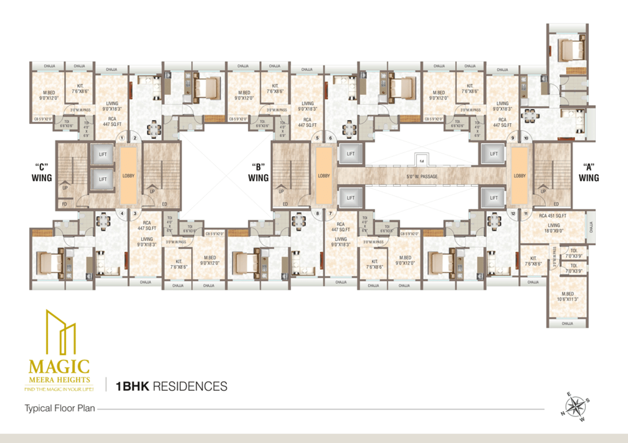 FLOOR PLAN MAGIC MEERA HEIGHTS MIRA ROAD EAST, 1 BHK FLATS FOR SALE, NEAR WESTERN EXPRESS HIGHWAY, MIRA ROAD EAST