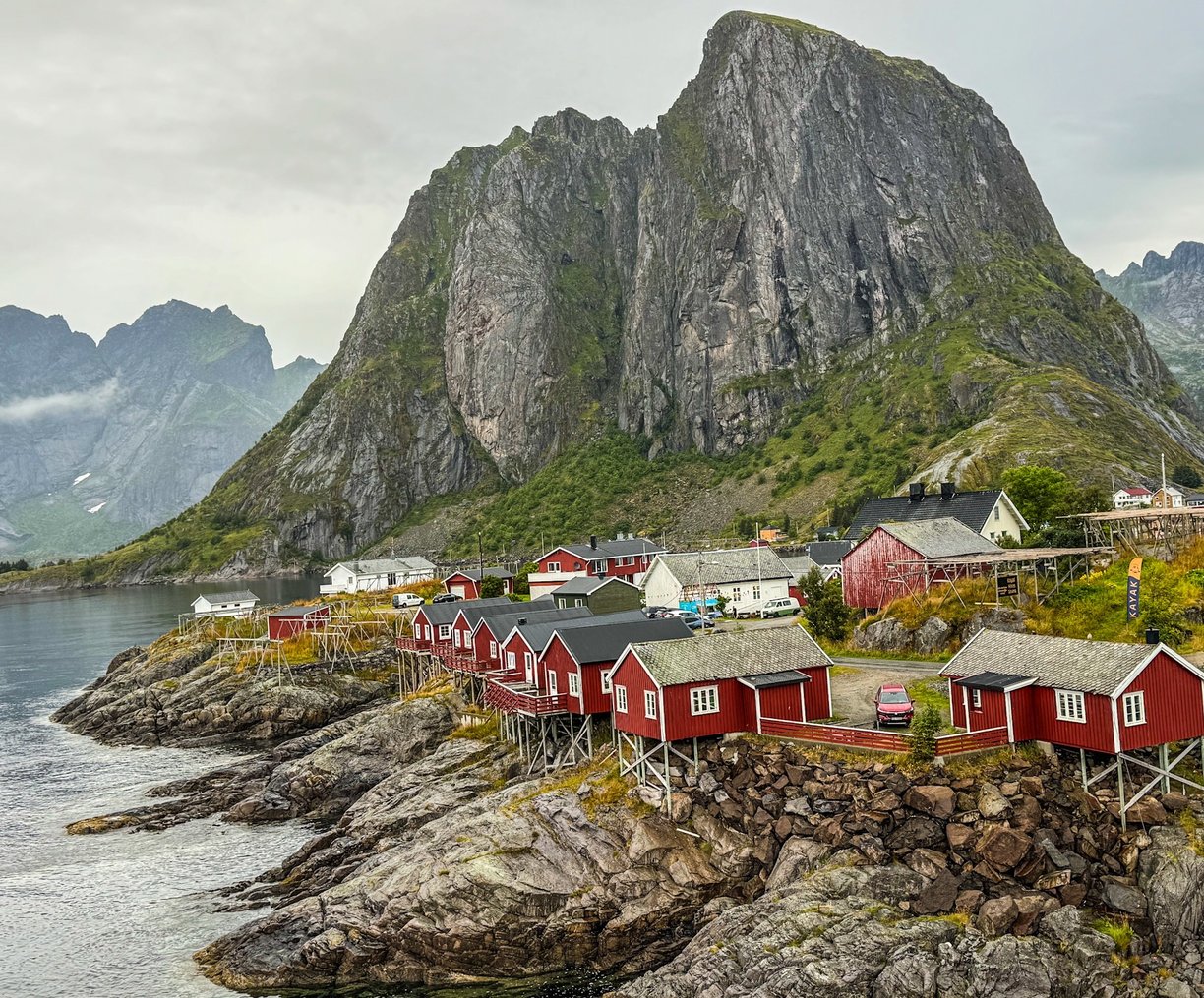 View of Hamnøy with the fish and chips food truck of Maritime Munchies | Jolly Good Times Sailing