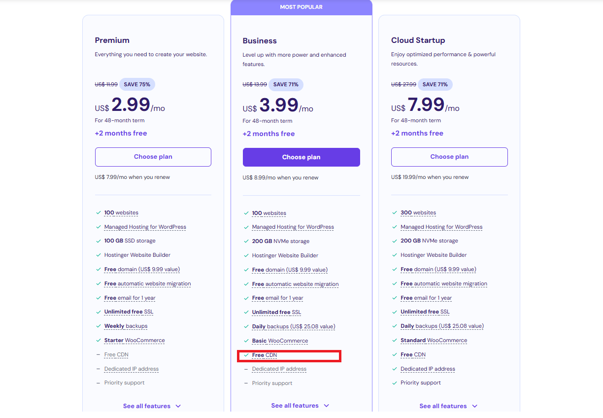 Хостинг план за Hostinger