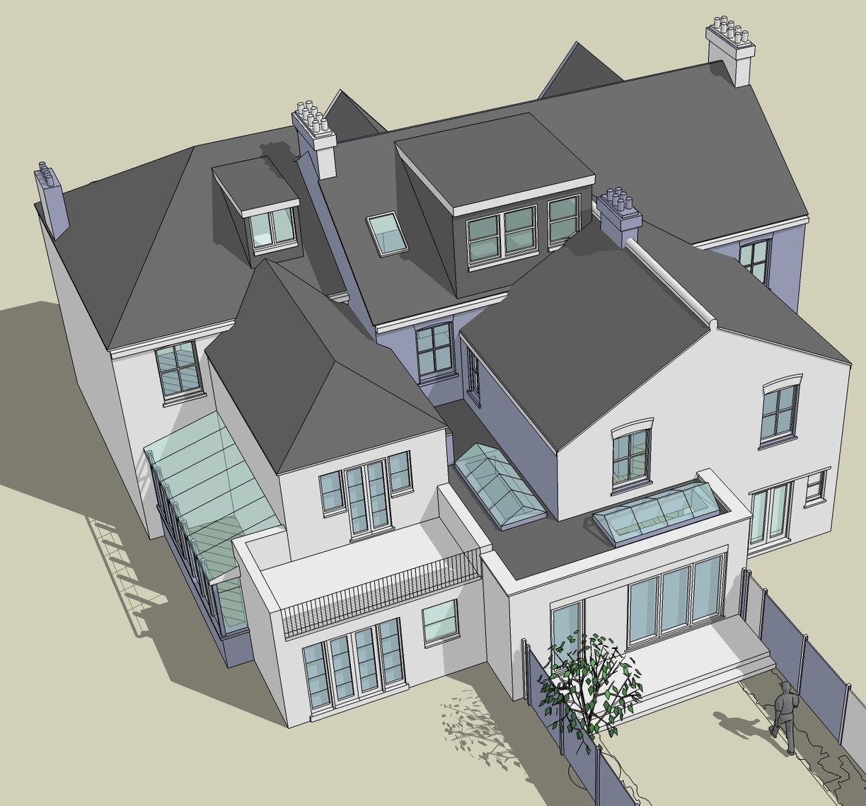 Conservation area house proposed extension 3D