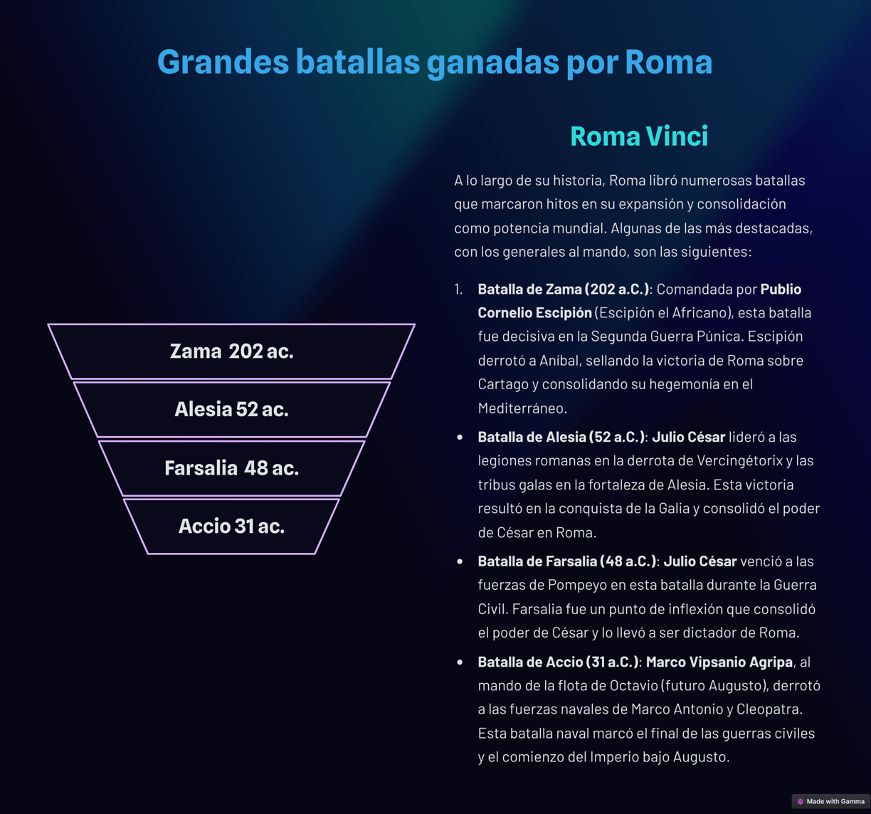 grandes batallas ganadas por Roma