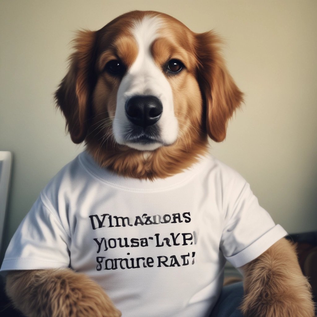 An animal with a t-shirt that says when you love yourself you find yourself
