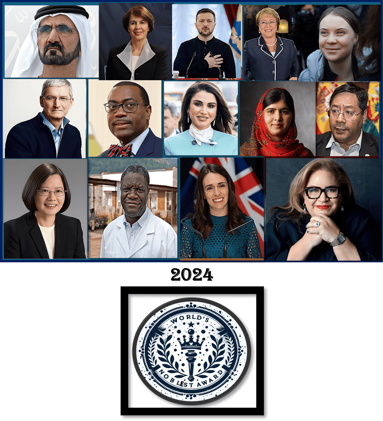 World's 14 Noblest Changemakers of 2024, from Malama Youfsafzai to Tim Cook.