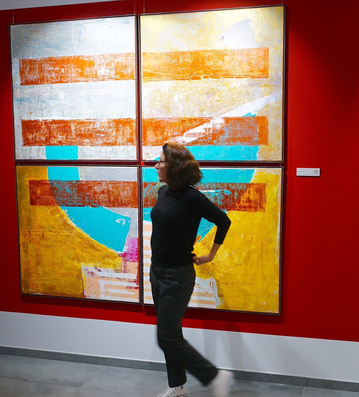 Flash for empathy, Acrylic on canvas, 200 x 200 cm, framed in steel by Andrea M. Weiß