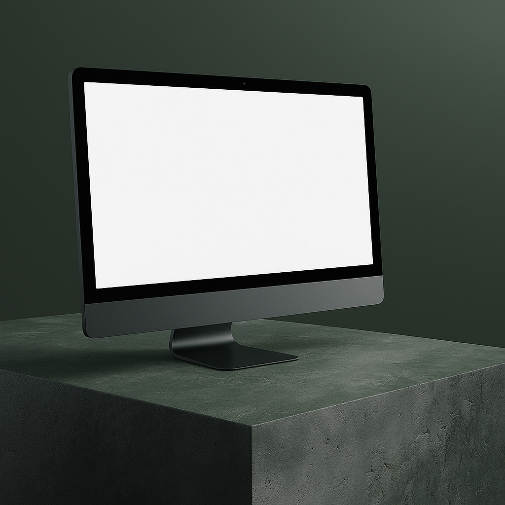 a computer monitor screen with a blank screen
