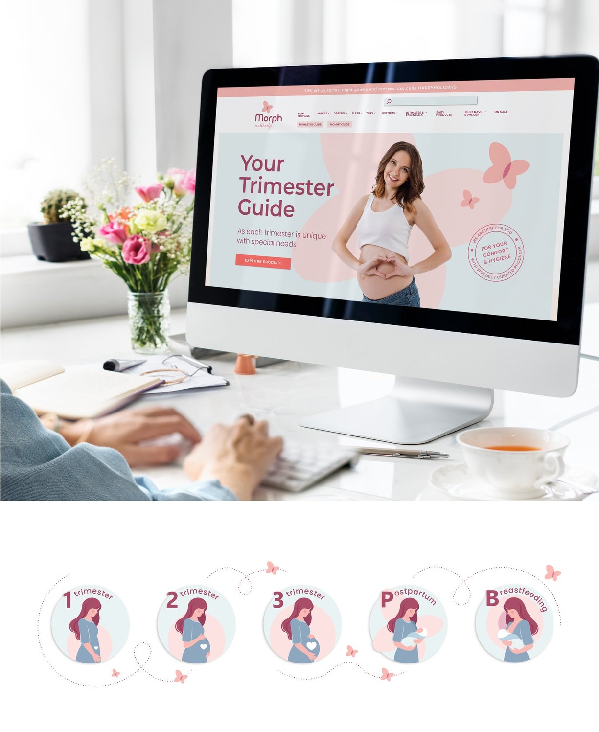 Pregnancy care brand identity and logo design, web site design