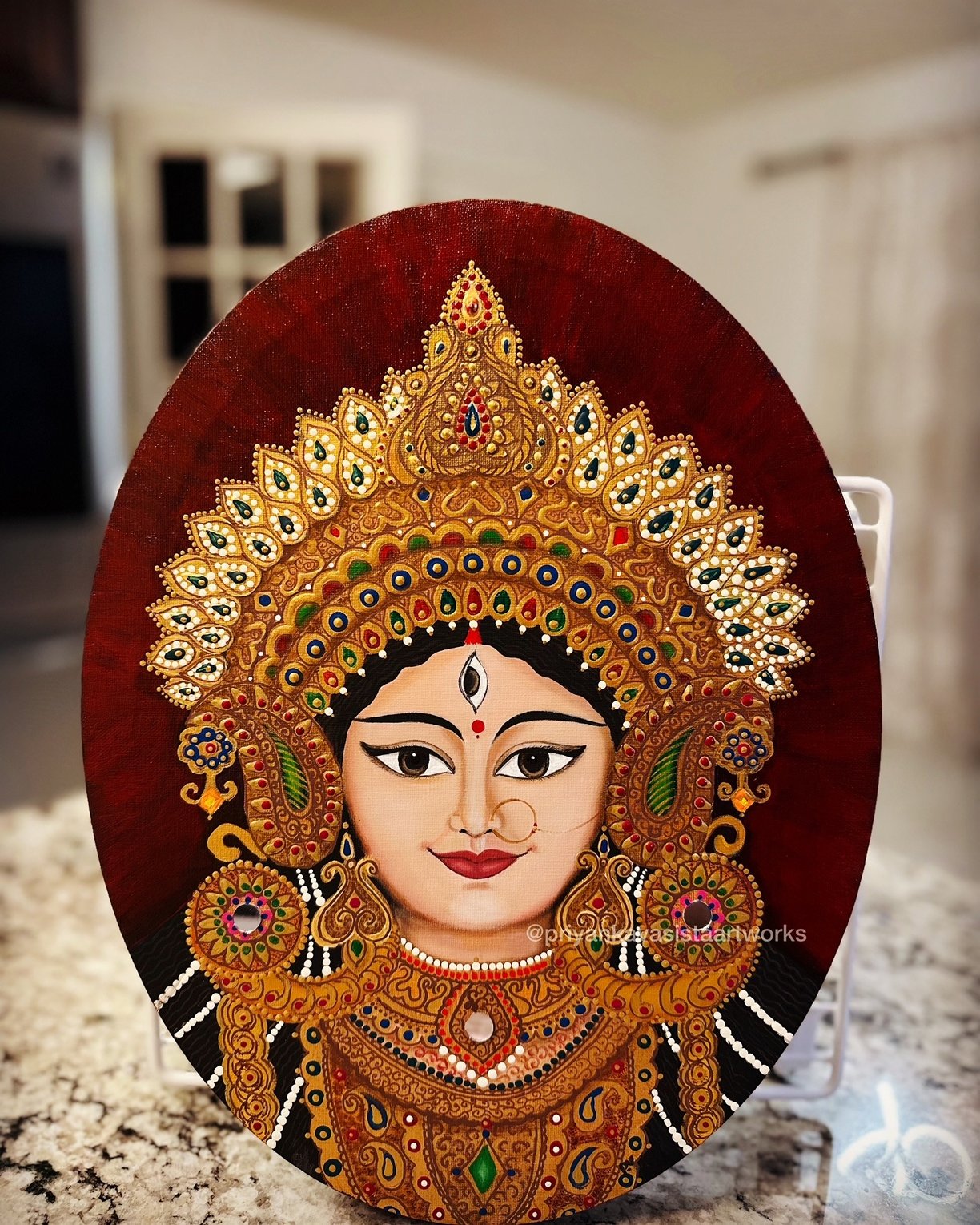 A powerful depiction of divine shakti and protection - Acrylic Painting