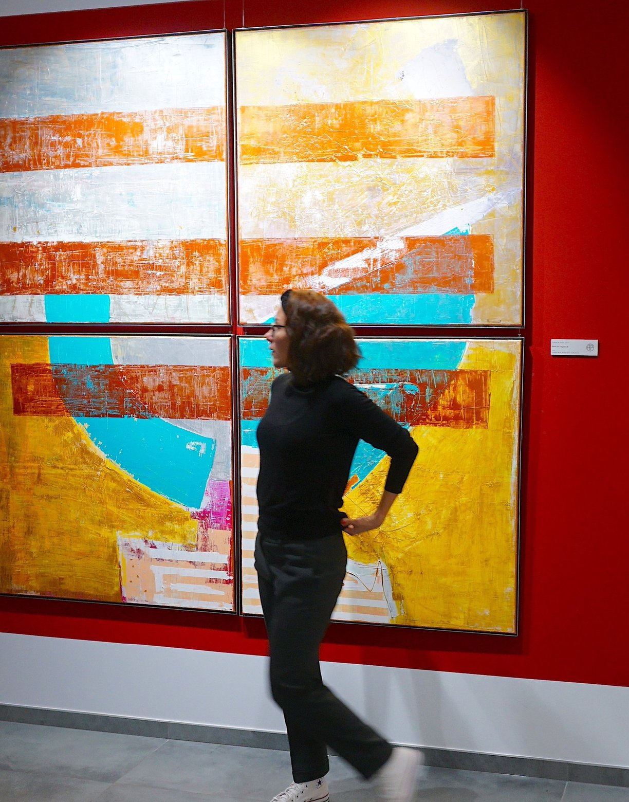 Flash for empathy, Acrylic on canvas, 200 x 200 cm, framed in steel by Andrea M. Weiß